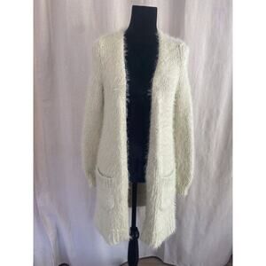 Meadow Rue by Anthropology, Bohemian,Ivory, Long Cardigan, Fuzzy Cozy XS